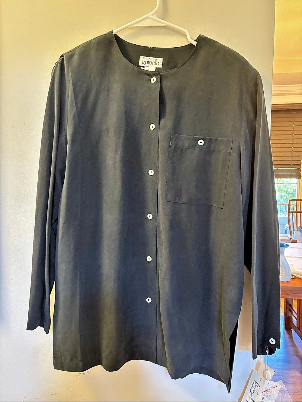 Rafaella Silk Button Down Shirt in Black Size Medium